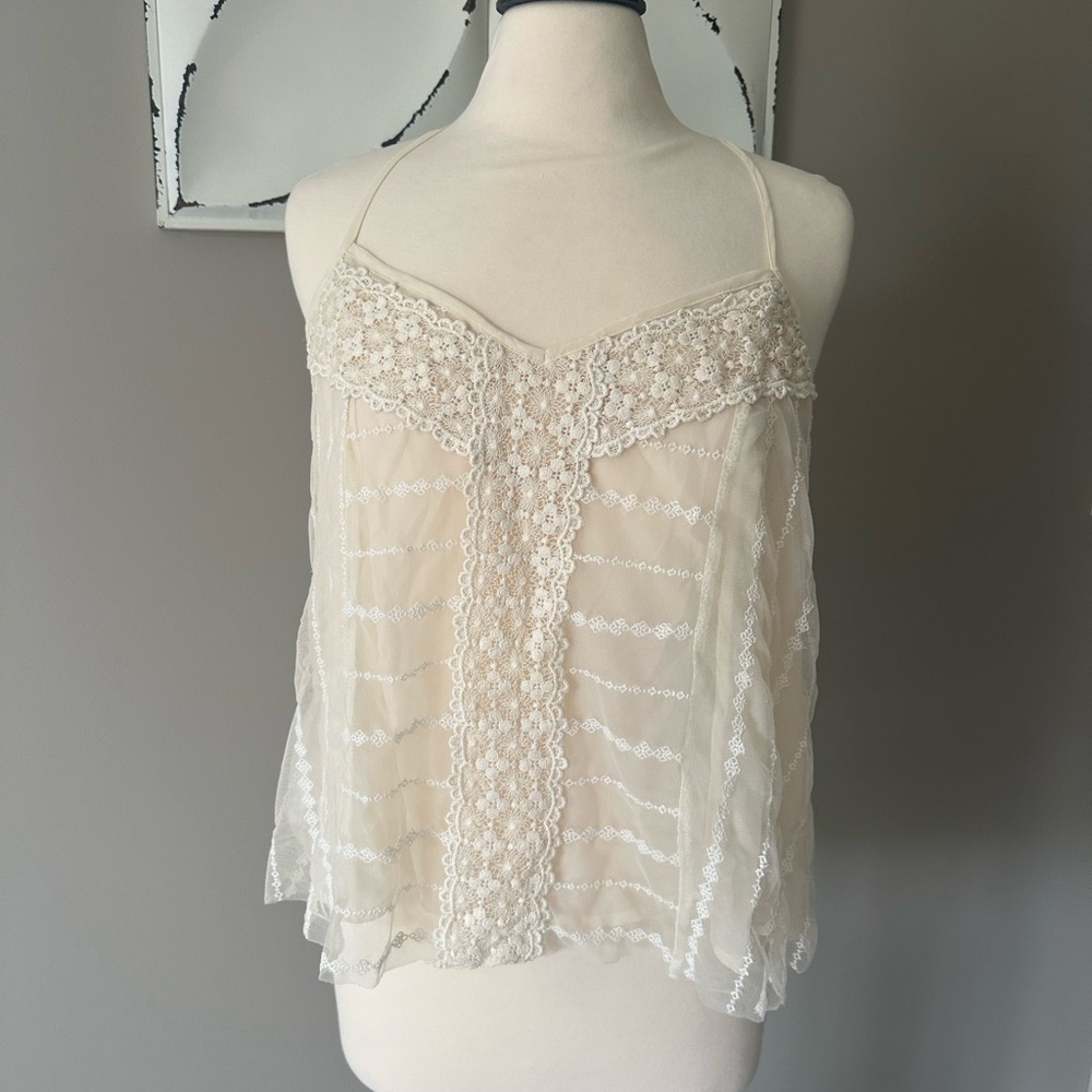 American Eagle Outfitters Cream Lace Camisole